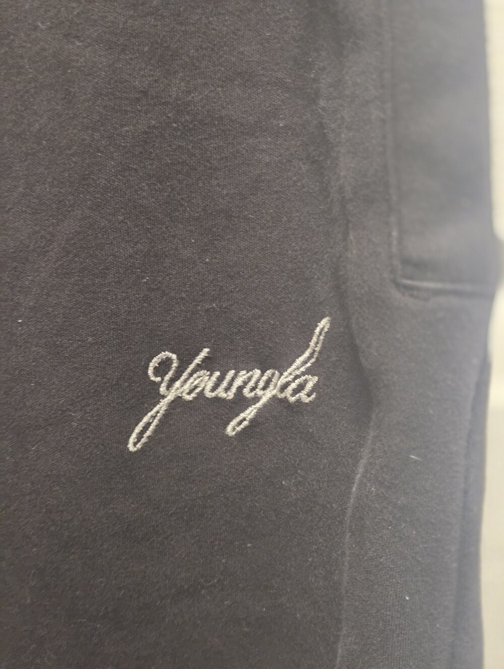 YoungLA Black Jogger Sweatpants with Subtle Script Logo Size Medium - Picture 2 of 4